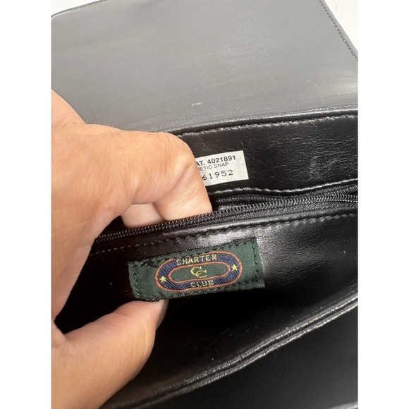 Charter Club Vintage Crossbody Purse Leather Black   Brown Crocodile Emboss Flap - Picture 7 of 12